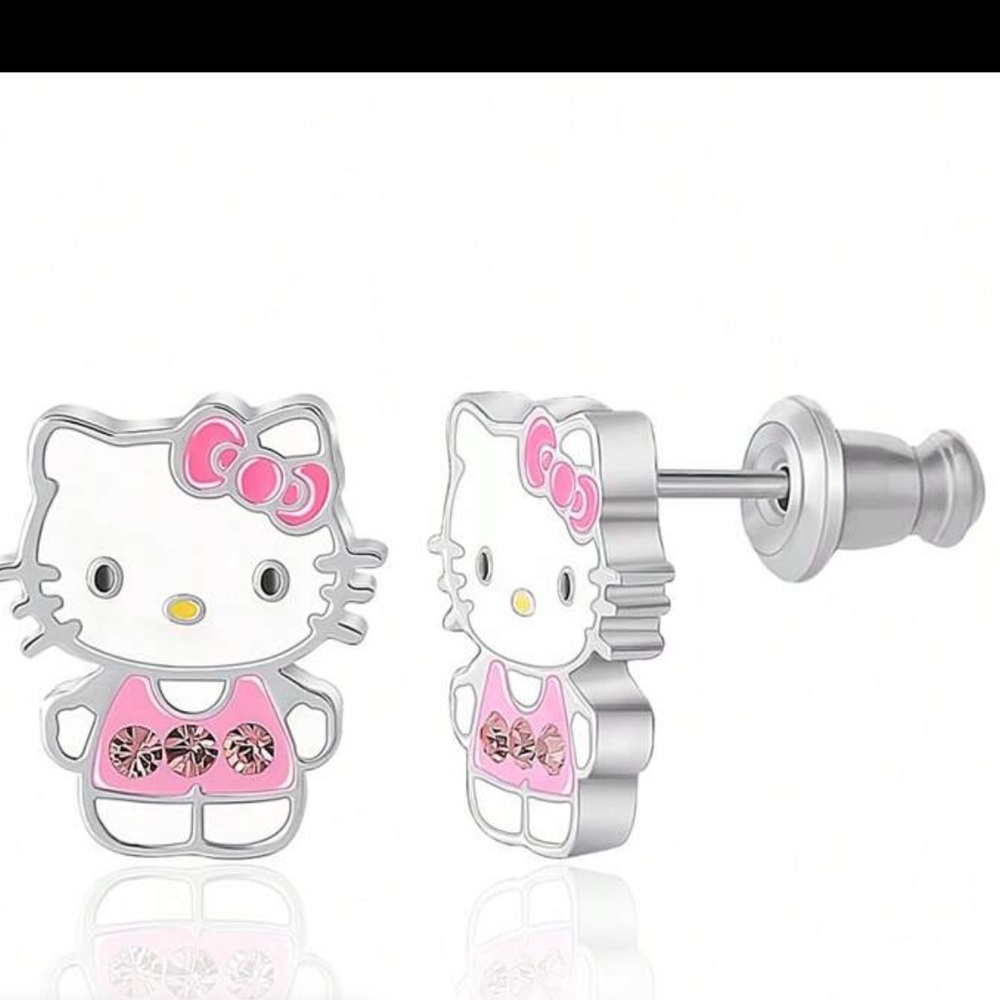 Hello Kitty Simulated Diamond Inlaid Dainty Earrings for Women or kids